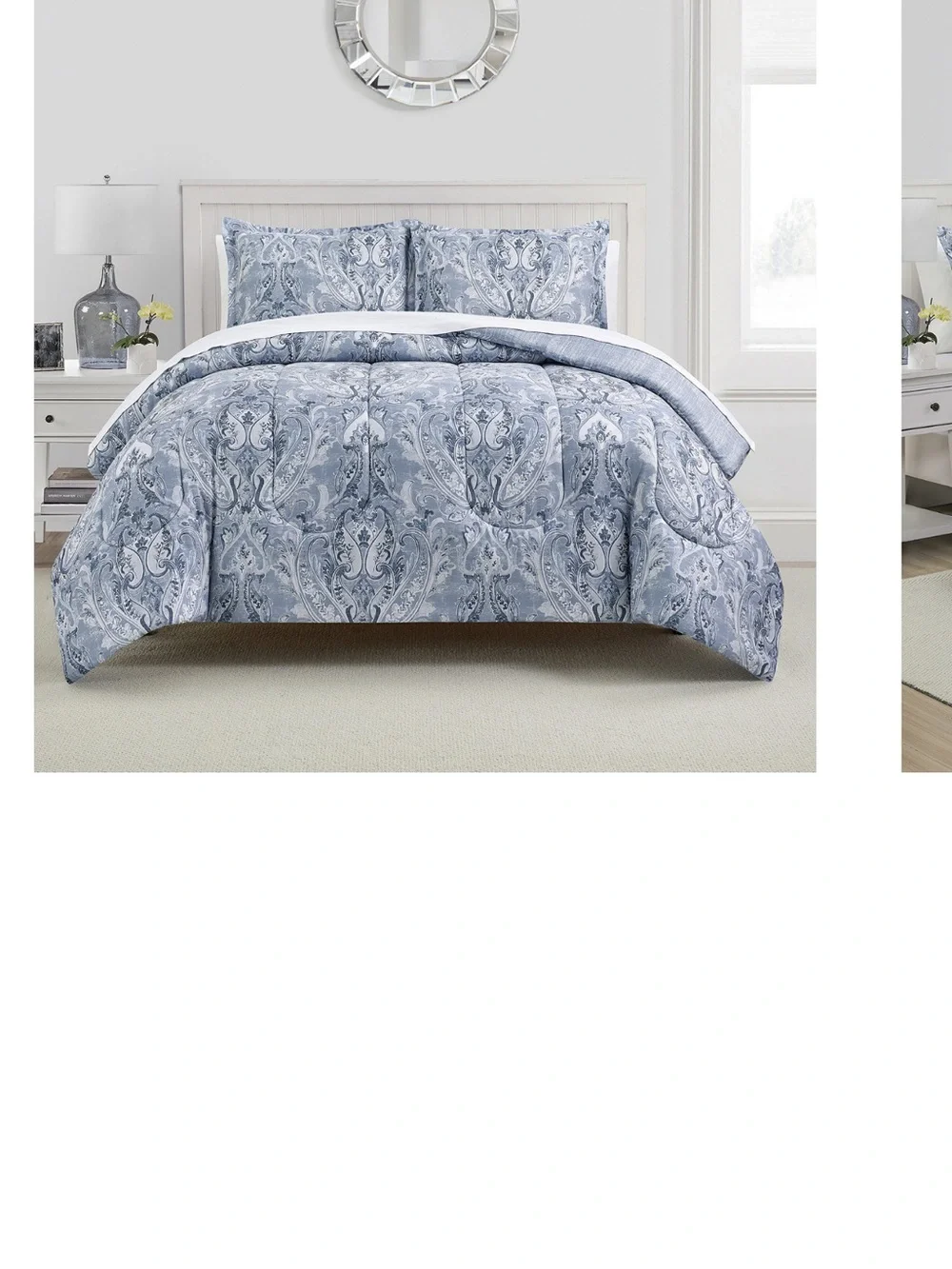 Reversible Paisley Comforter Set - Blue